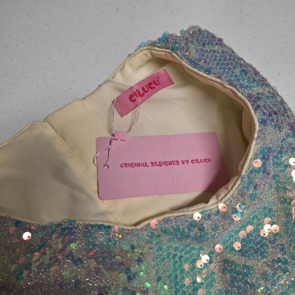 Cilucu Girls Dress Sequin Tulle Party Princess Birthday XXXL 16 Shiny Sparkle - Picture 8 of 10